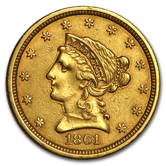 1861 $2.50 Liberty Gold Quarter Eagle Type 2 XF 1861 $2.50 Liberty Gold Quarter Eagle Type 2 XF